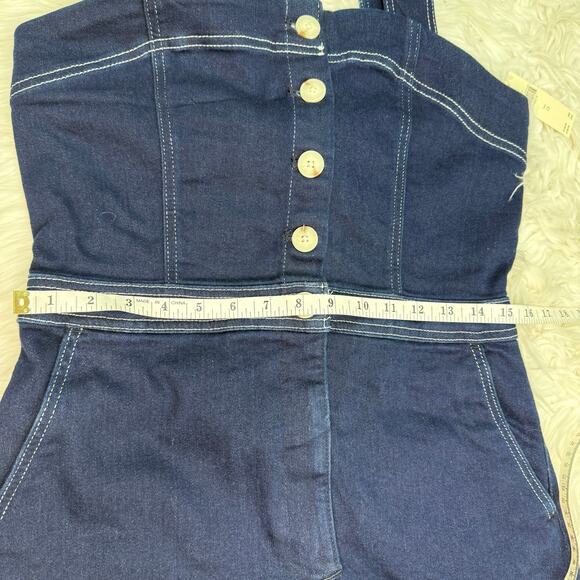 Anthropologie Maeve Denim Edition Portside Button-Front Romper Blue Size 12 NWT - Picture 6 of 16